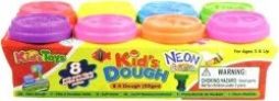 Lipdymo masė Kids Dough Neon su figūriniais dangteliais, 8 spalvos